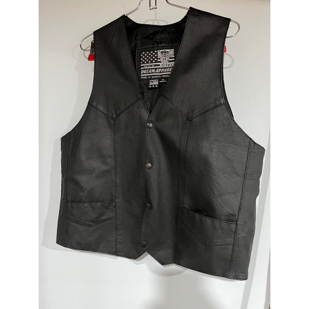 Dream Apparel Men's Black Leather Biker Vest